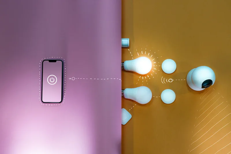 A phone next to a smart wall switch